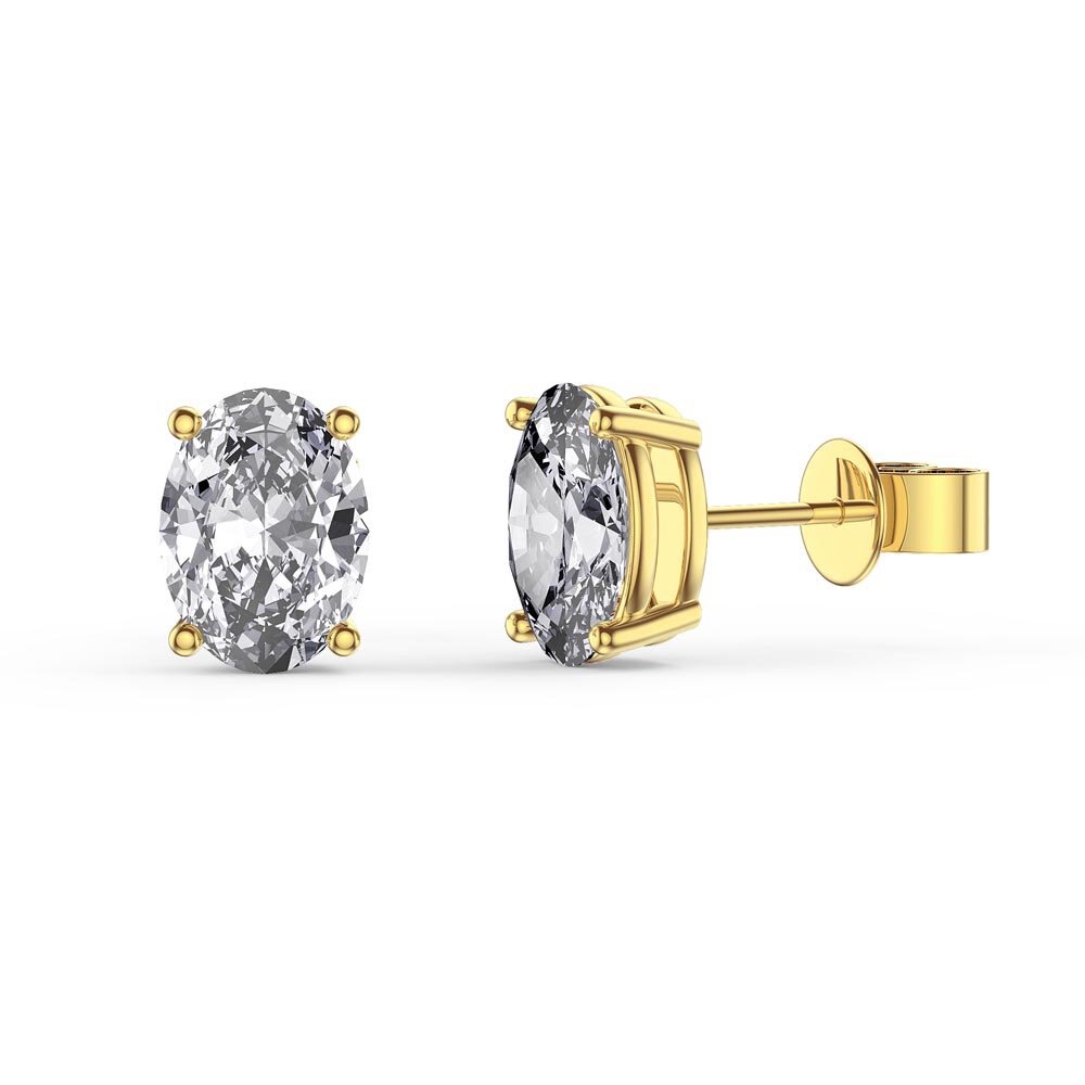 Eternity 2.0ct Oval White Sapphire 18ct Gold Vermeil Stud Earrings