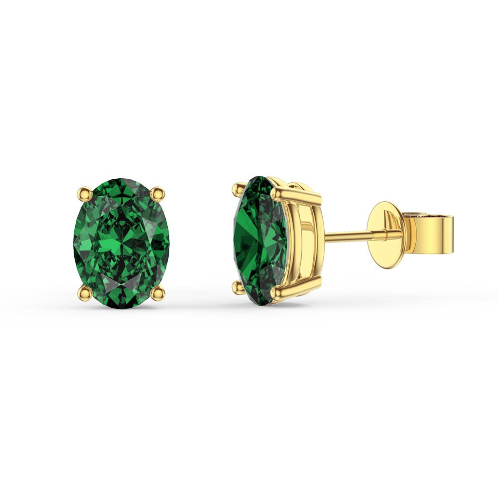 Eternity 2.0ct Oval Emerald 9ct Yellow Gold Stud Earrings