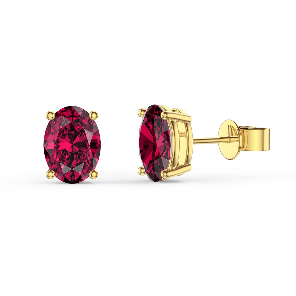 Eternity 2.0ct Oval Ruby 18ct Yellow Gold Stud Earrings