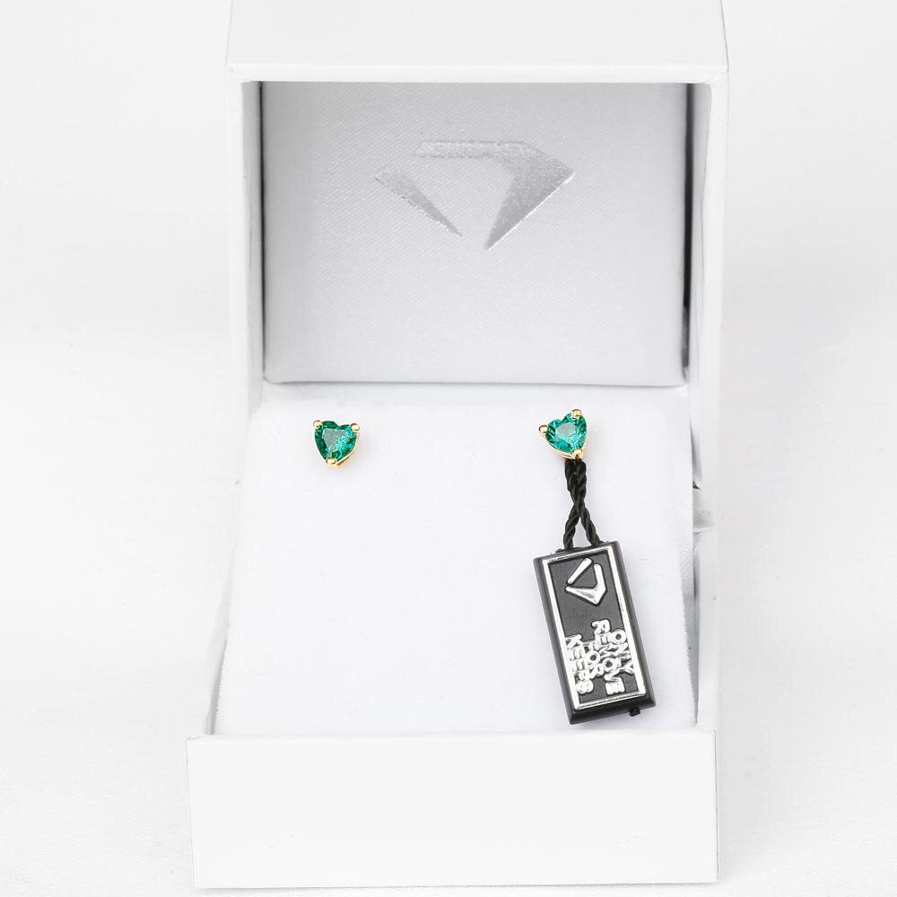 Charisma 1ct Emerald Heart 18ct Gold Vermeil Stud Earrings #3