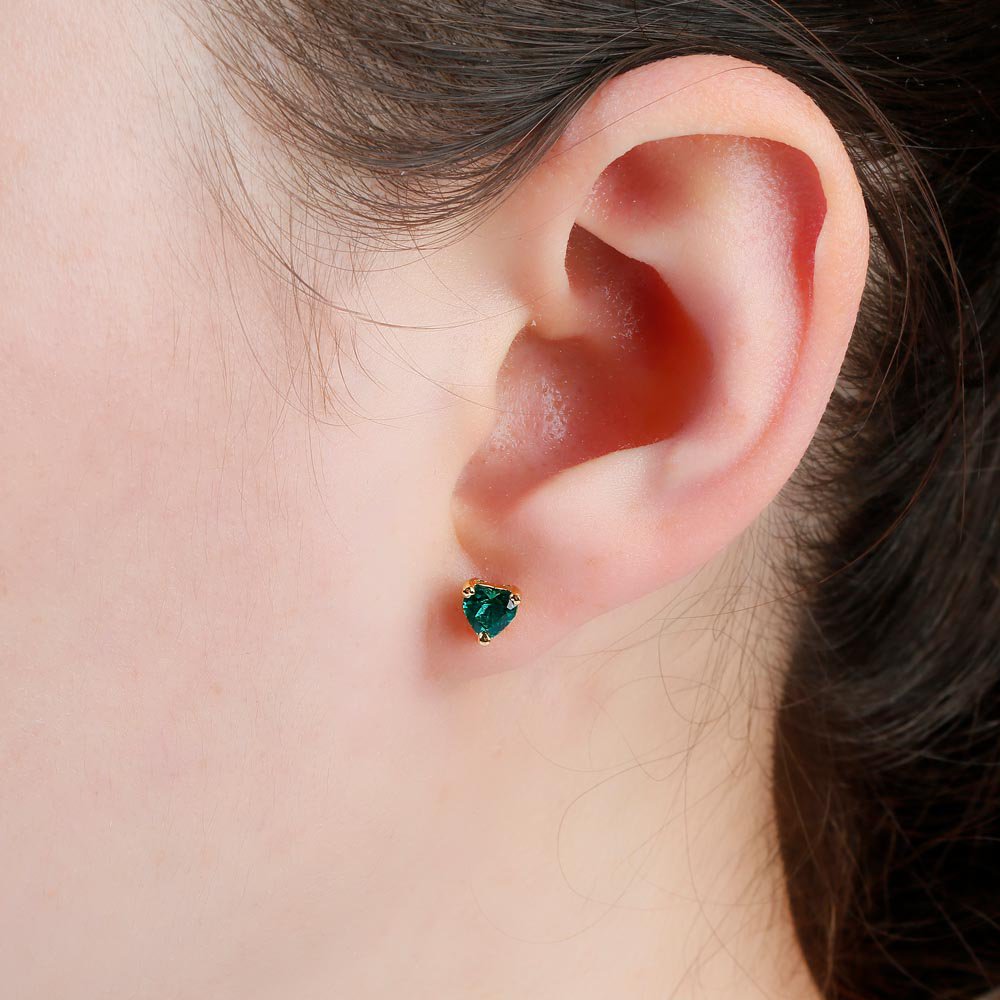 Charisma Heart Emerald  and White Sapphire 18ct Gold Vermeil Stud Earrings Halo Jacket Set #6
