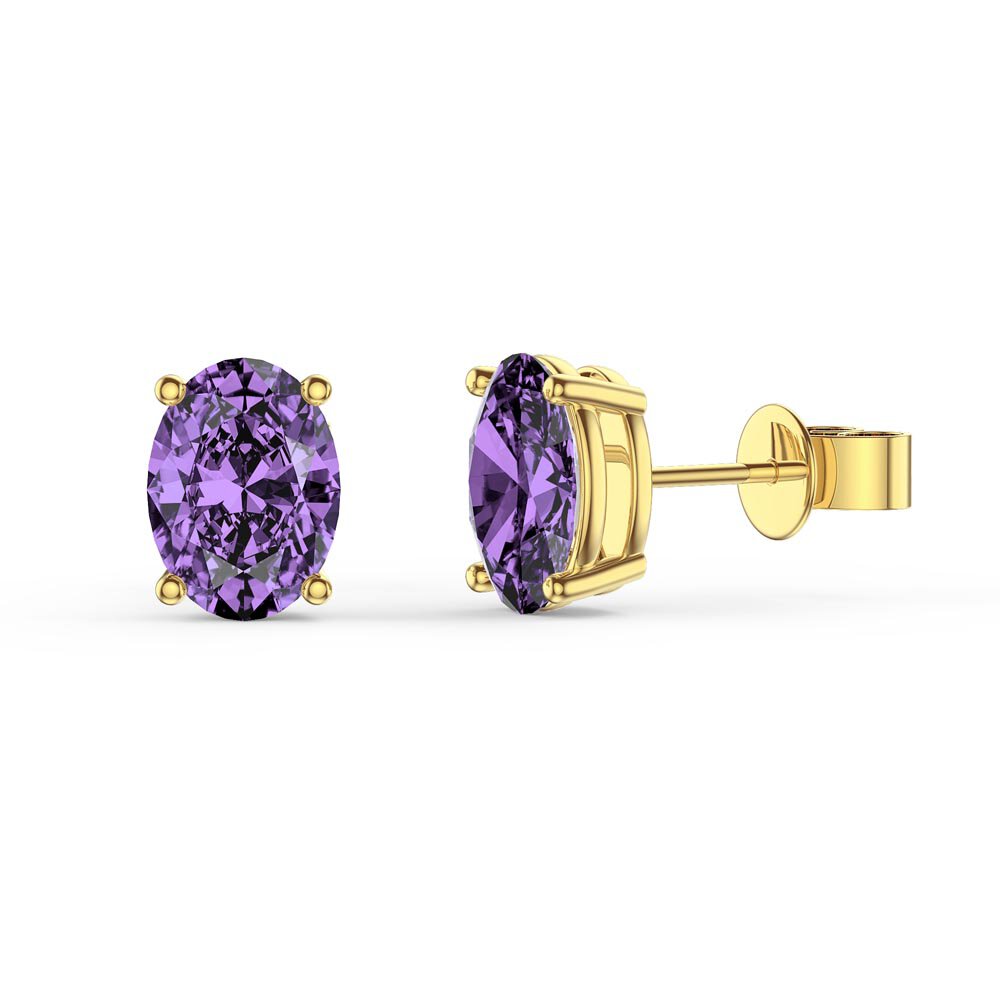 Eternity 2.0ct Oval Amethyst 18ct Gold Vermeil Stud Earrings