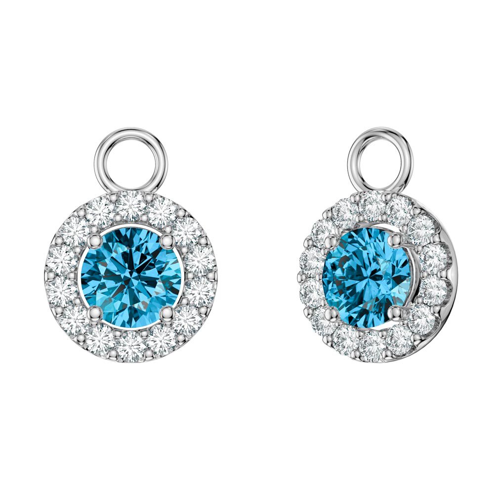 Eternity 1ct Swiss Blue Topaz Halo Platinum plated Silver Interchangeable Earring Drops