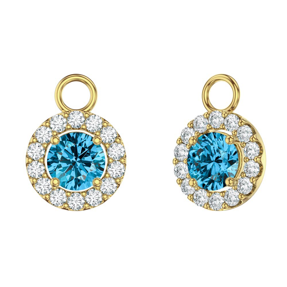 Eternity 1ct Swiss Blue Topaz Halo 18ct Gold Vermeil Interchangeable Earring Drops