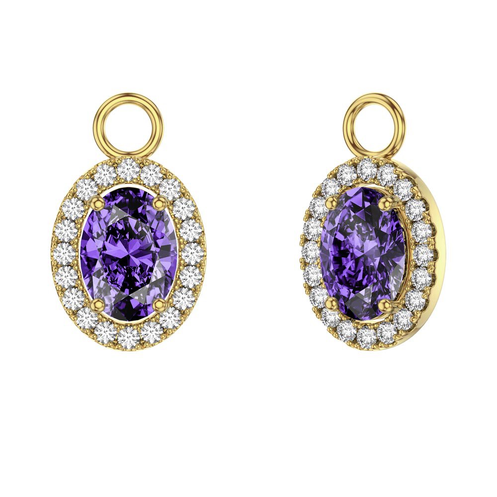 Eternity 1.5ct Amethyst Oval Halo 18ct Gold Vermeil Interchangeable Earring Drops