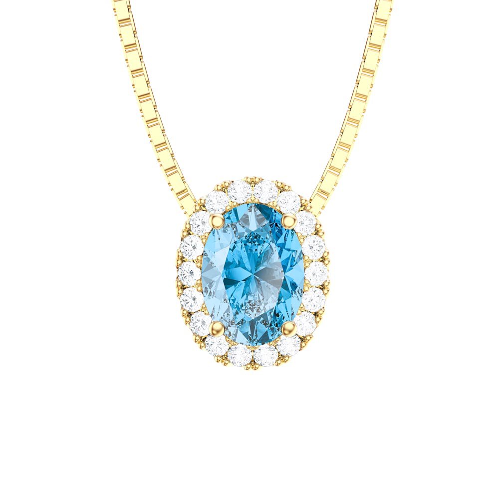 Eternity Swiss Blue Topaz Halo 18ct Gold Vermeil Oval Pendant