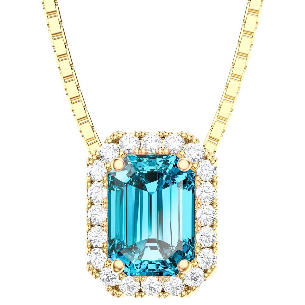 Princess 1ct Swiss Blue Topaz 18ct Gold Vermeil Rectangle Pendant