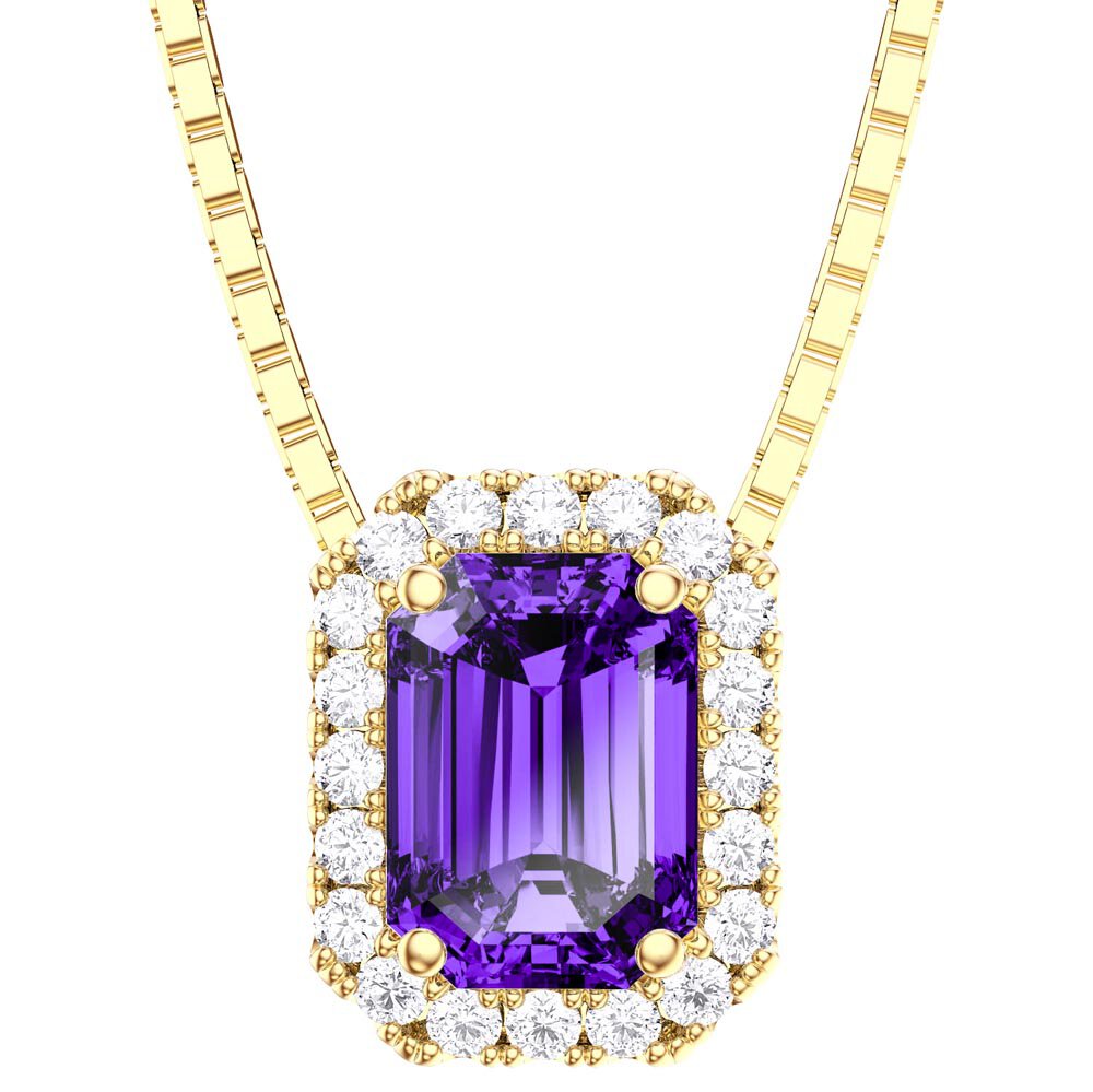 Princess 1ct Amethyst 18ct Gold Vermeil Rectangle Pendant