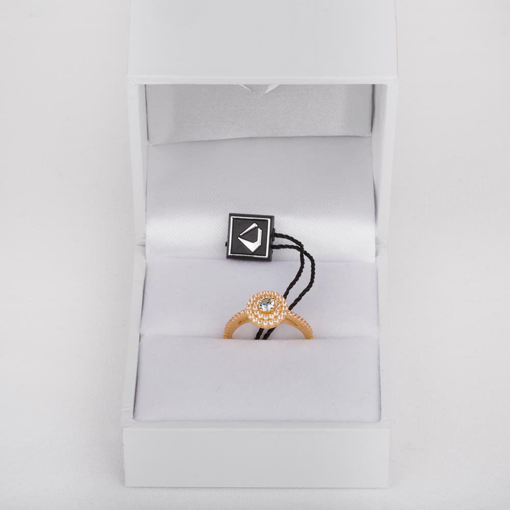 Fusion Aquamarine Halo 9ct Yellow Gold Ring #2