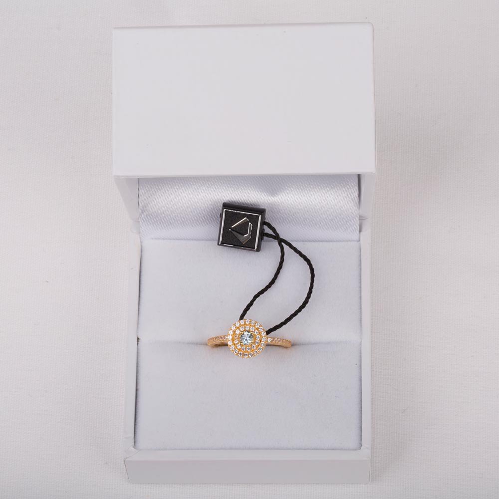 Fusion Aquamarine Halo 9ct Yellow Gold Ring #3