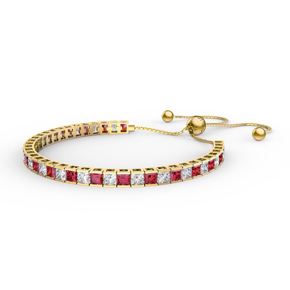 Princess Garnet Diamond CZ 18ct Gold plated Silver Fiji Friendship Tennis Bracelet