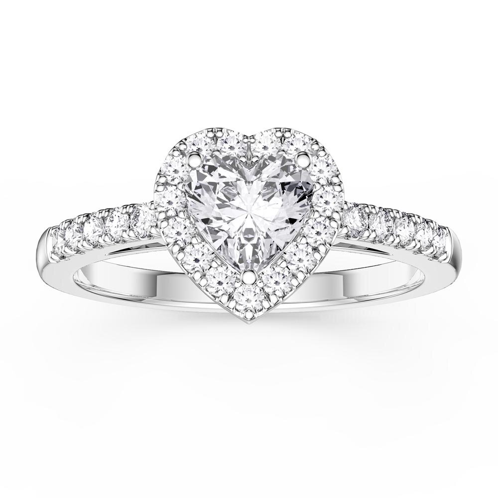 Eternity 1ct Lab Diamond Heart Halo Platinum Engagement Ring