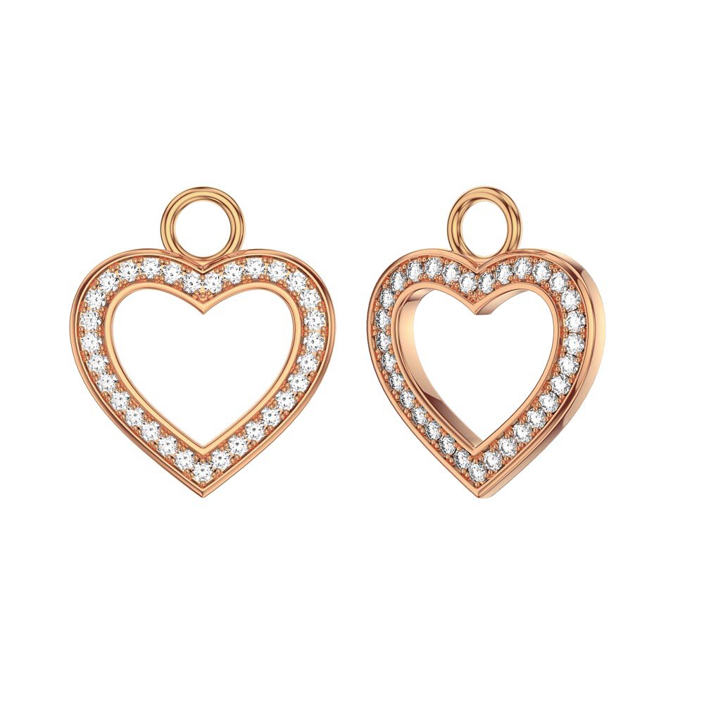 Moissanite Heart 18ct Rose Gold Vermeil Interchangeable Earring Drops