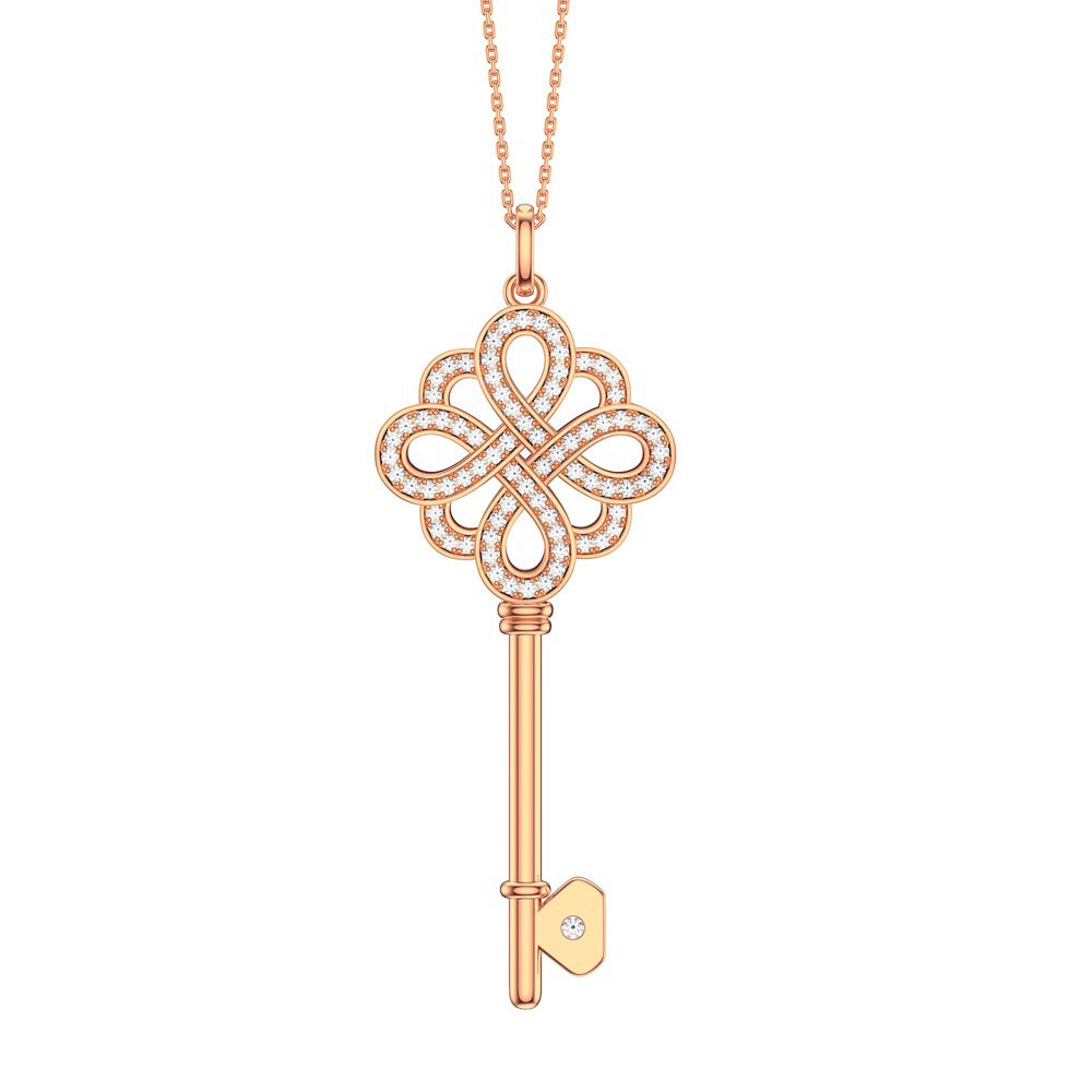 Moissanite Infinity 18ct Rose Gold Vermeil Key Pendant