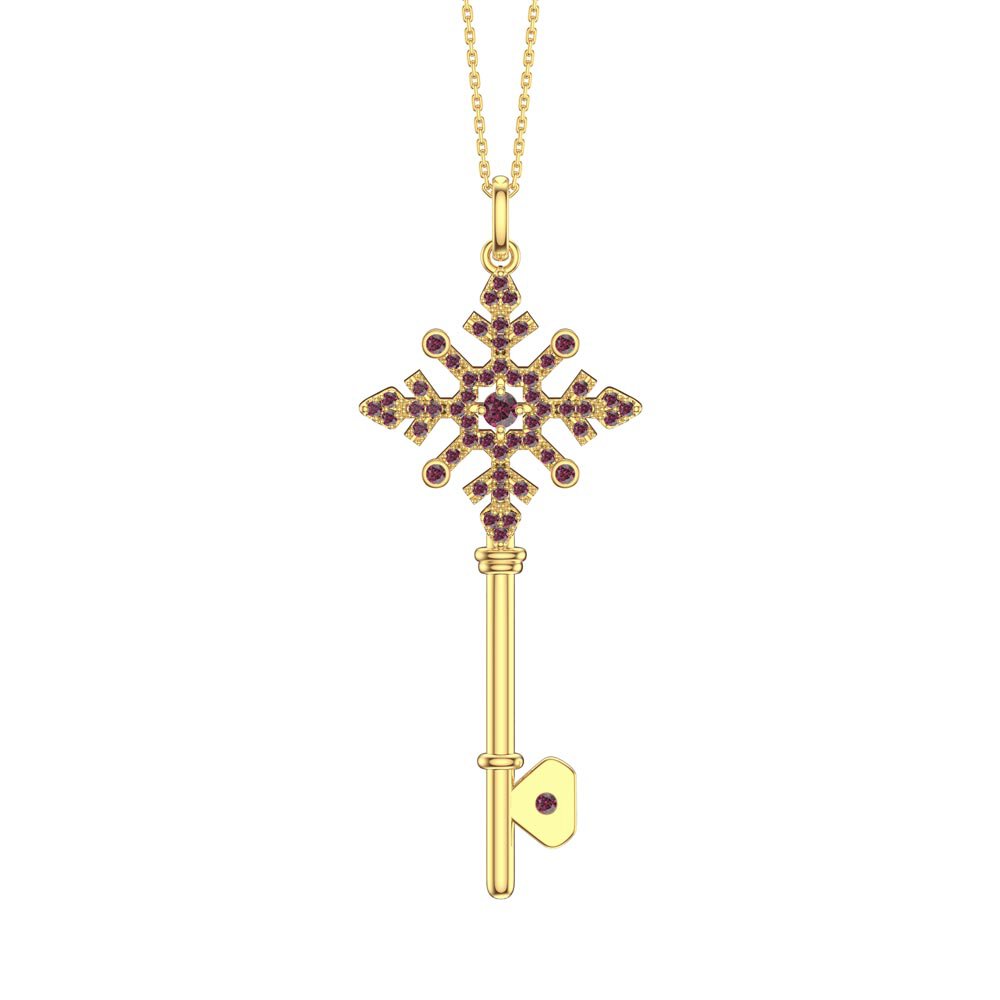 Ruby Snowflake 18ct Gold Vermeil Key Pendant