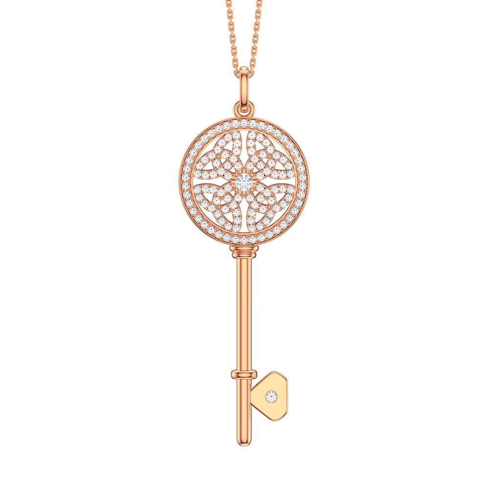 Moissanite Celtic Knot 18ct Rose Gold Vermeil Key Pendant