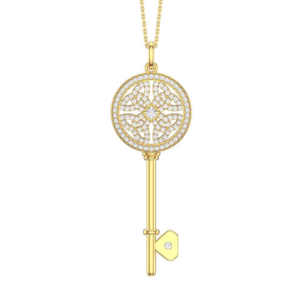 Moissanite Celtic Knot 18ct Gold Vermeil Key Pendant