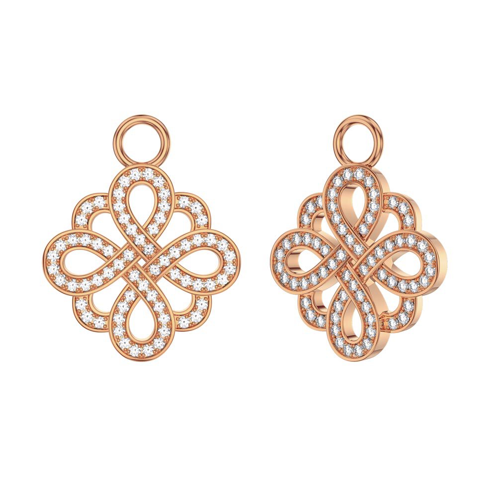 Moissanite Infinity 18ct Rose Gold Vermeil Interchangeable Earring Hoop Drop Set #3