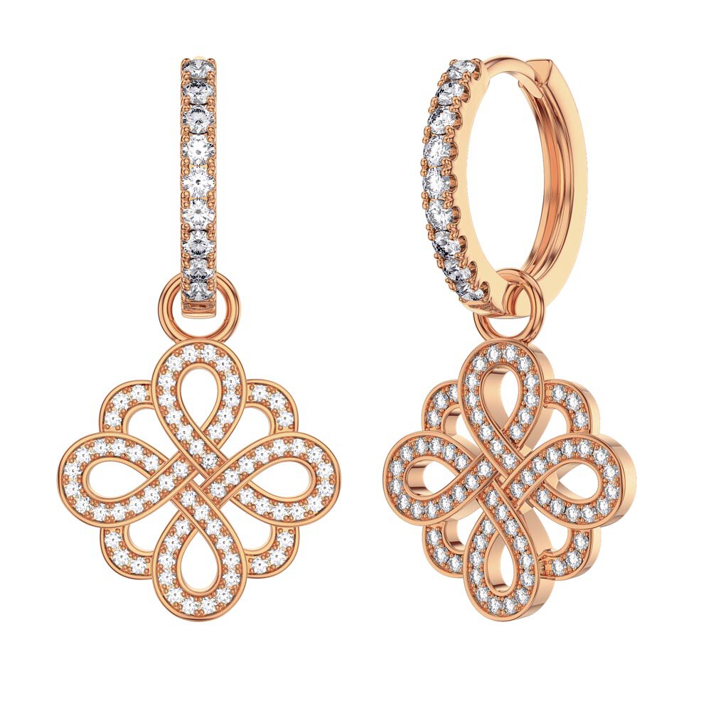 Moissanite Infinity 18ct Rose Gold Vermeil Interchangeable Earring Hoop Drop Set