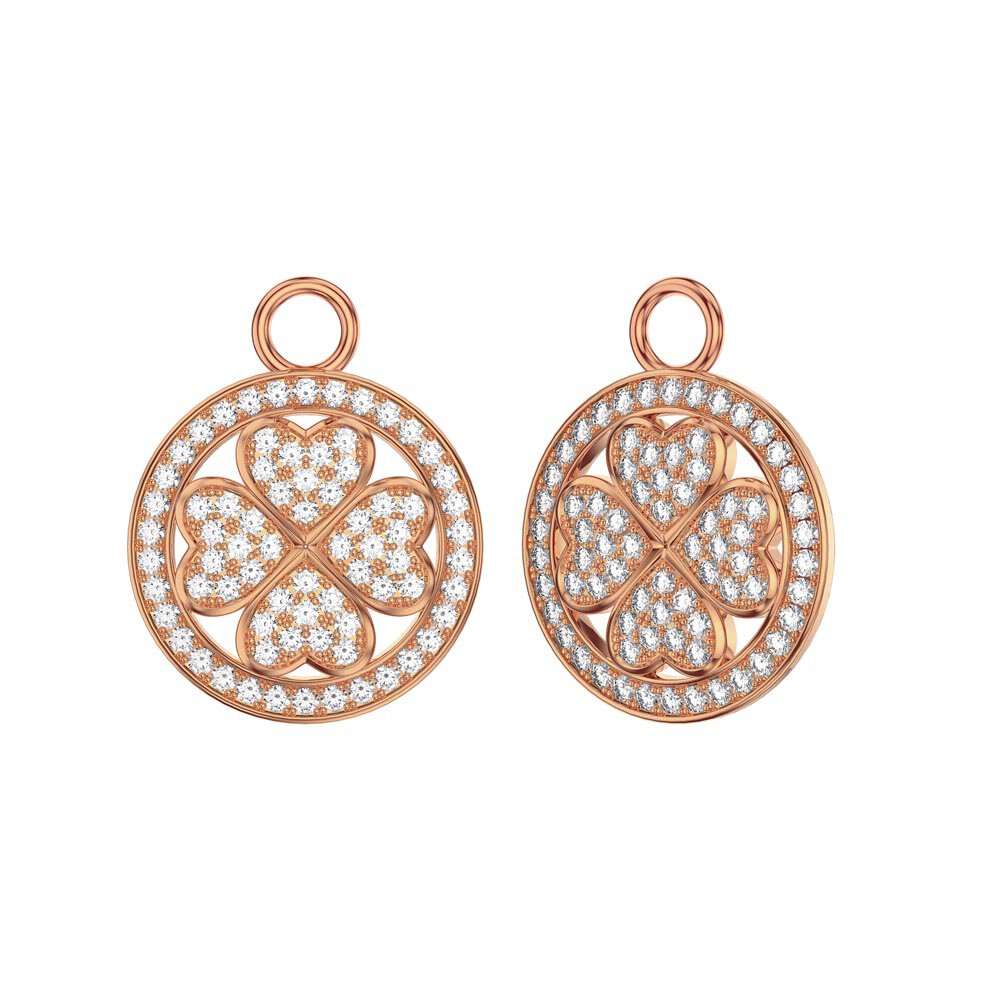 Moissanite Clover 18ct Rose Gold Vermeil Interchangeable Earring Hoop Drop Set #3