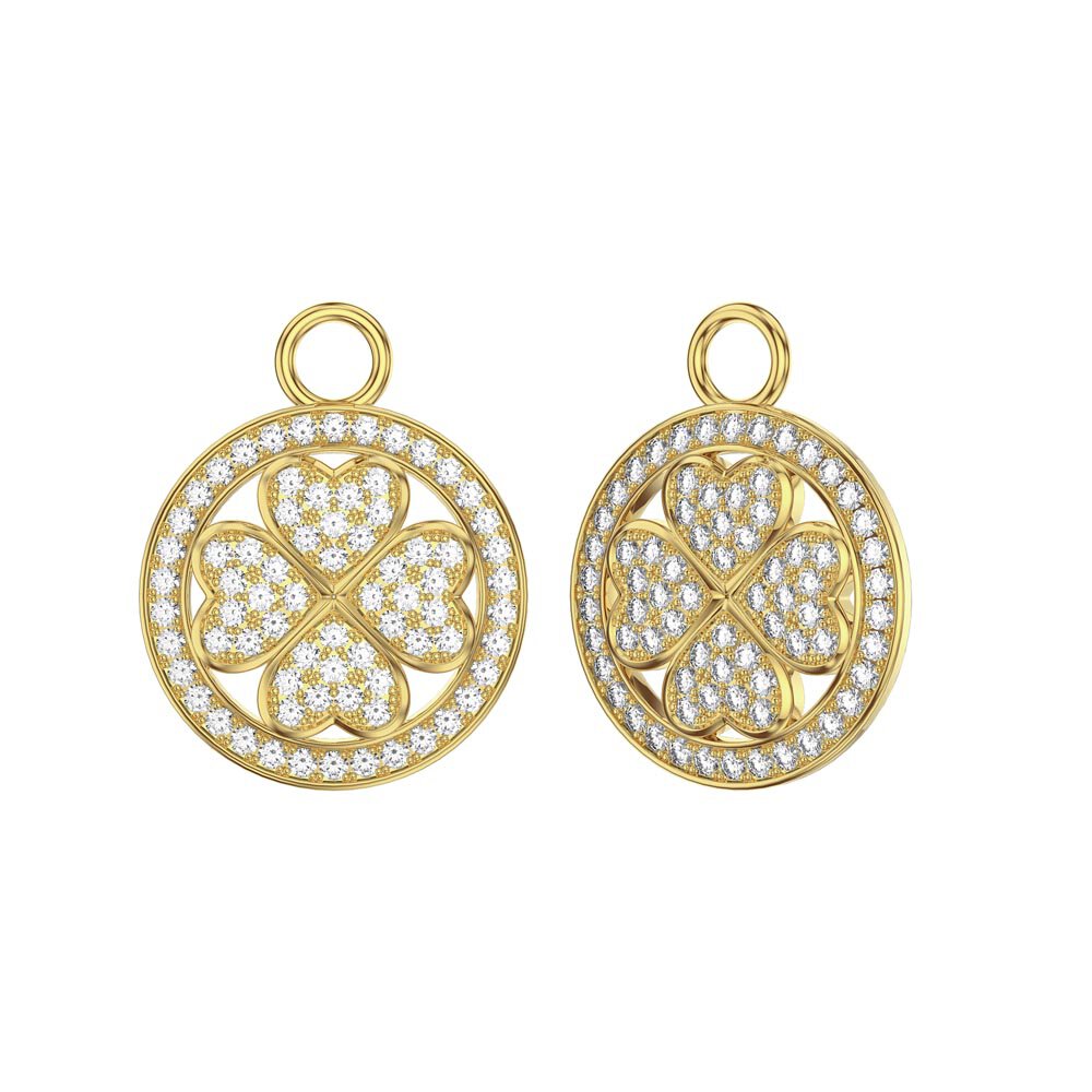 Moissanite Clover 18ct Gold Vermeil Interchangeable Earring Hoop Drop Set #3