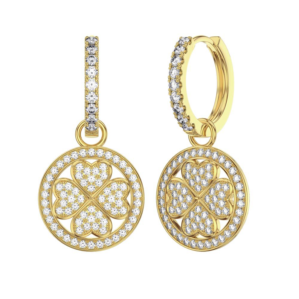 Moissanite Clover 18ct Gold Vermeil Interchangeable Earring Hoop Drop Set