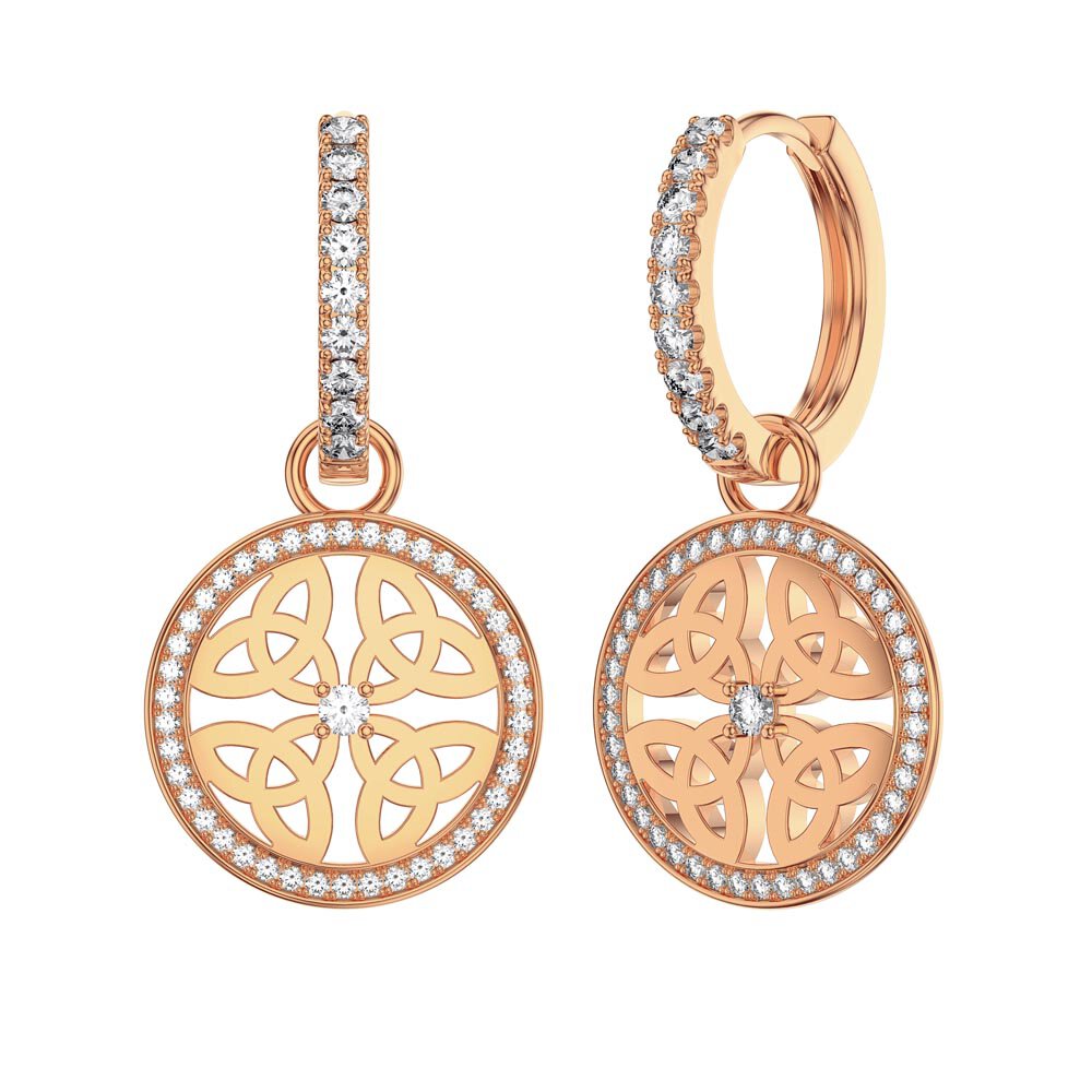 Moissanite Trinity 18ct Rose Gold Vermeil Interchangeable Earring Hoop Drop Set