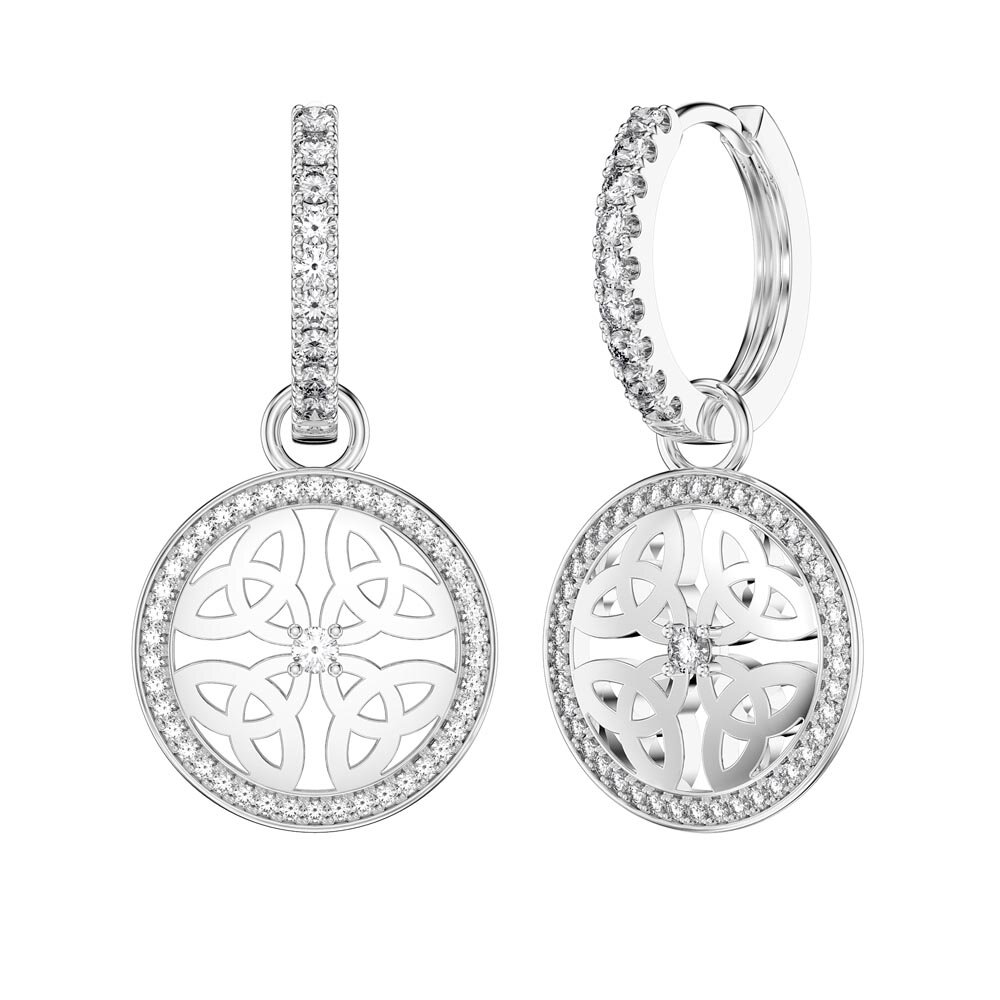 Moissanite Trinity Platinum plated Silver Interchangeable Earring Hoop Drop Set