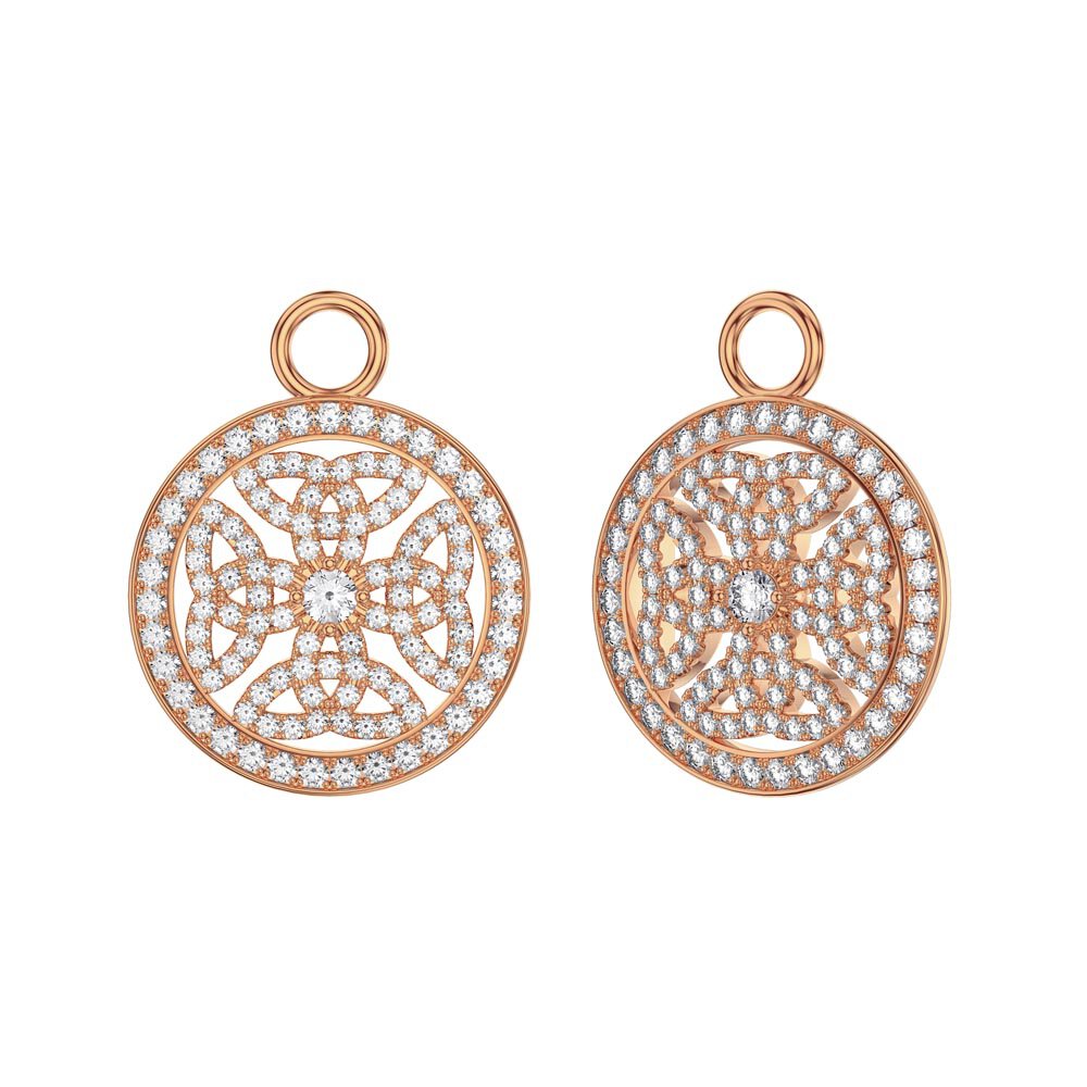 Moissanite Celtic Knot 18ct Rose Gold Vermeil Interchangeable Earring Hoop Drop Set #3