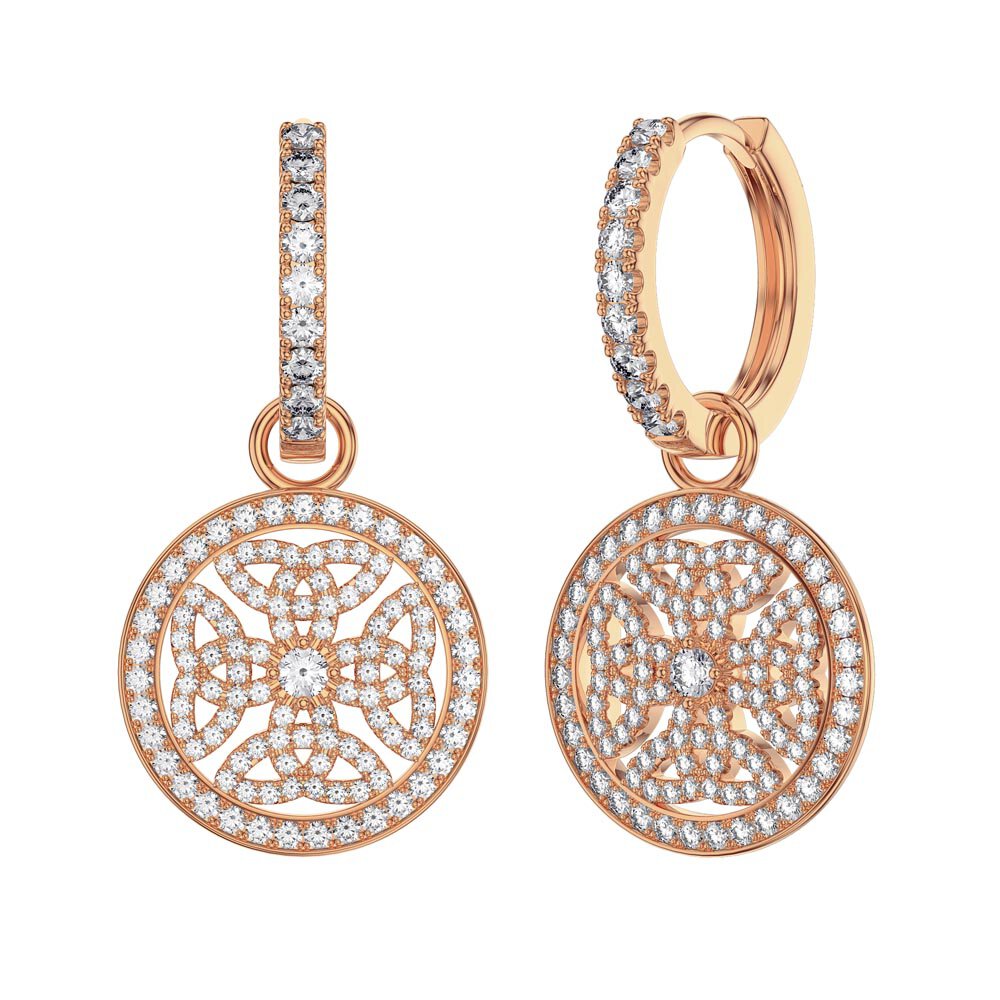 Moissanite Celtic Knot 18ct Rose Gold Vermeil Interchangeable Earring Hoop Drop Set
