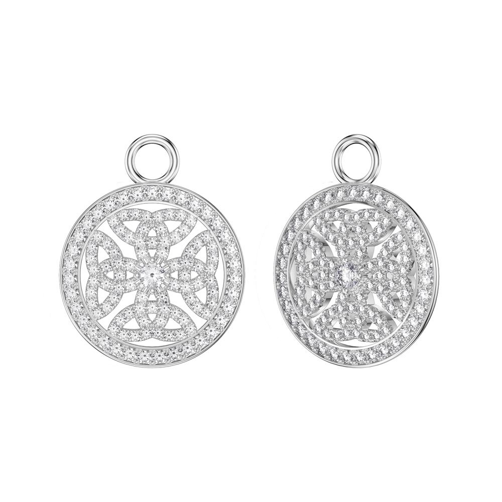 Moissanite Celtic Knot Platinum plated Silver Interchangeable Earring Hoop Drop Set #3