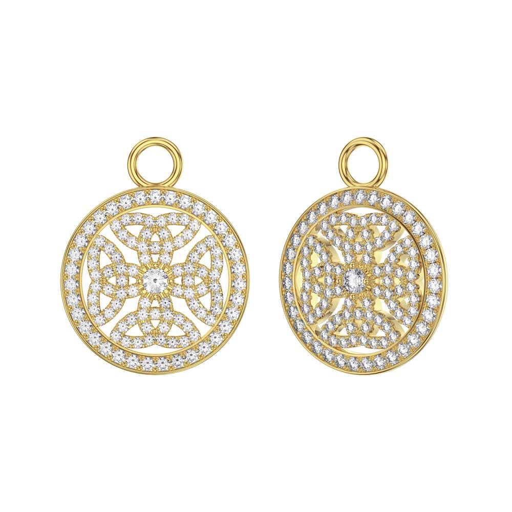 Moissanite Celtic Knot 18ct Gold Vermeil Interchangeable Earring Hoop Drop Set #3