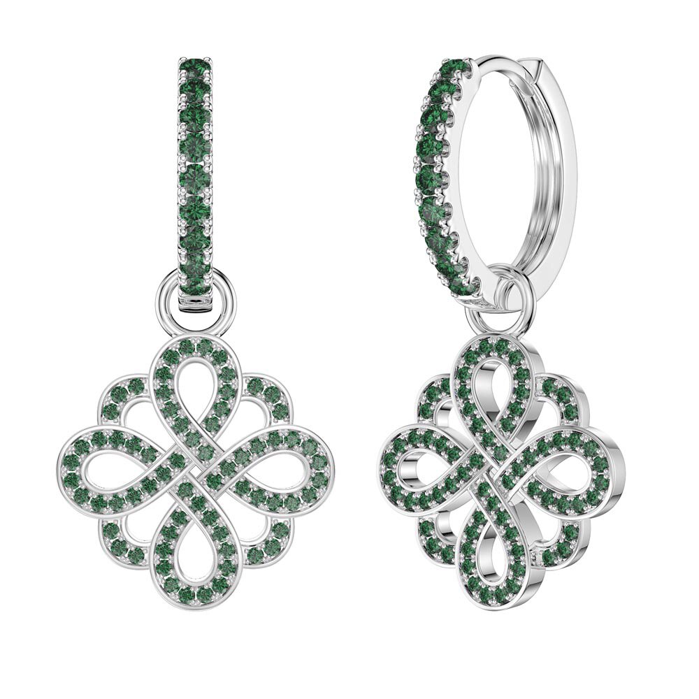 Emerald Infinity Platinum plated Silver Interchangeable Hoop Drop Set #5