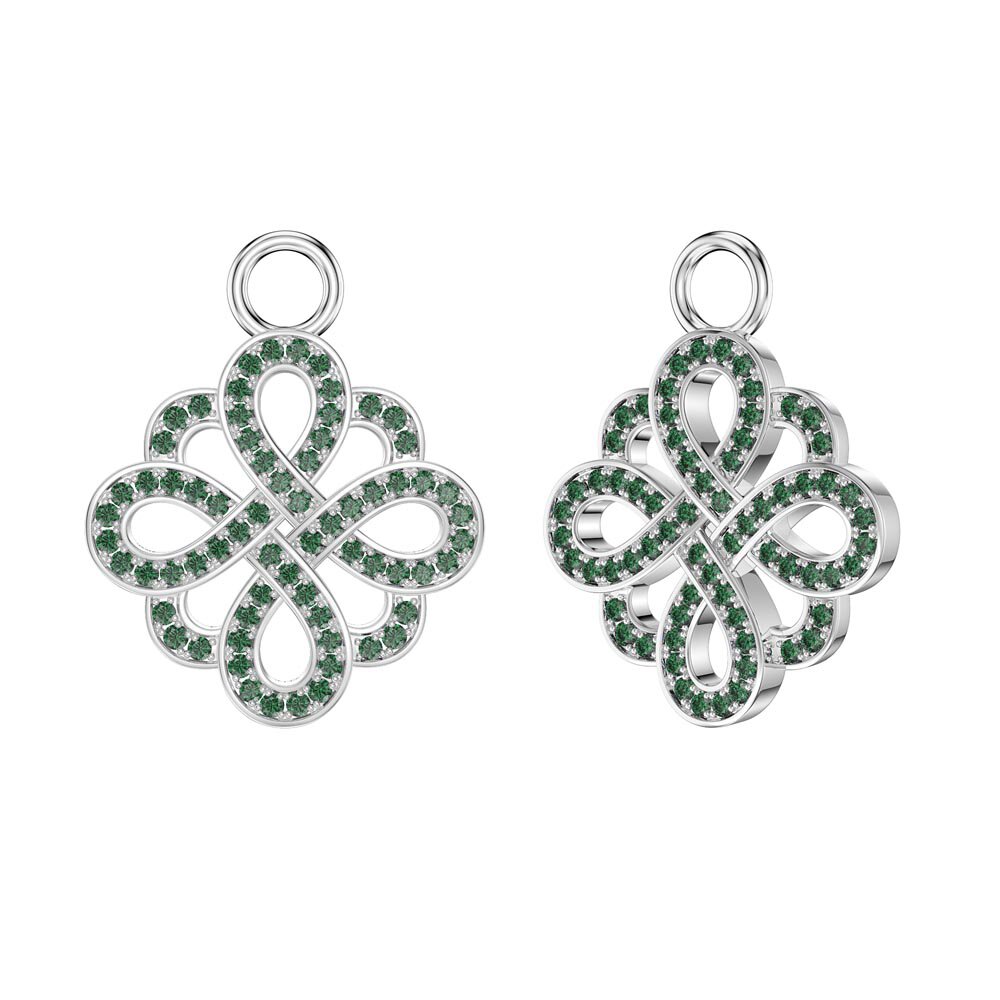 Emerald Infinity Platinum plated Silver Interchangeable Hoop Drop Set #4