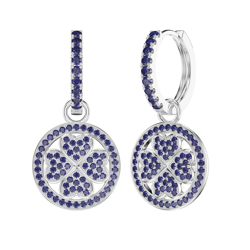 Sapphire Clover Platinum plated Silver Interchangeable Earring Drops #5