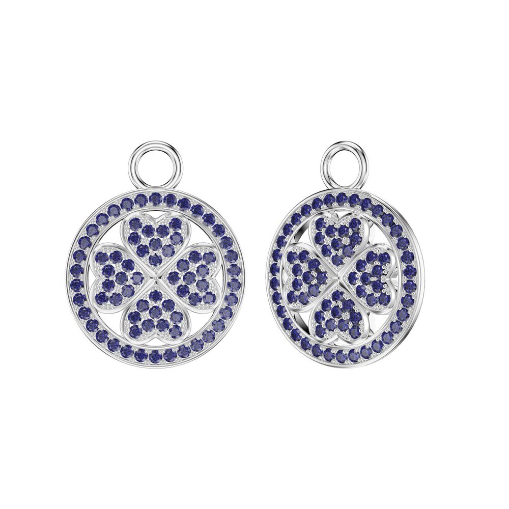 Sapphire Clover Platinum plated Silver Interchangeable Earring Drops