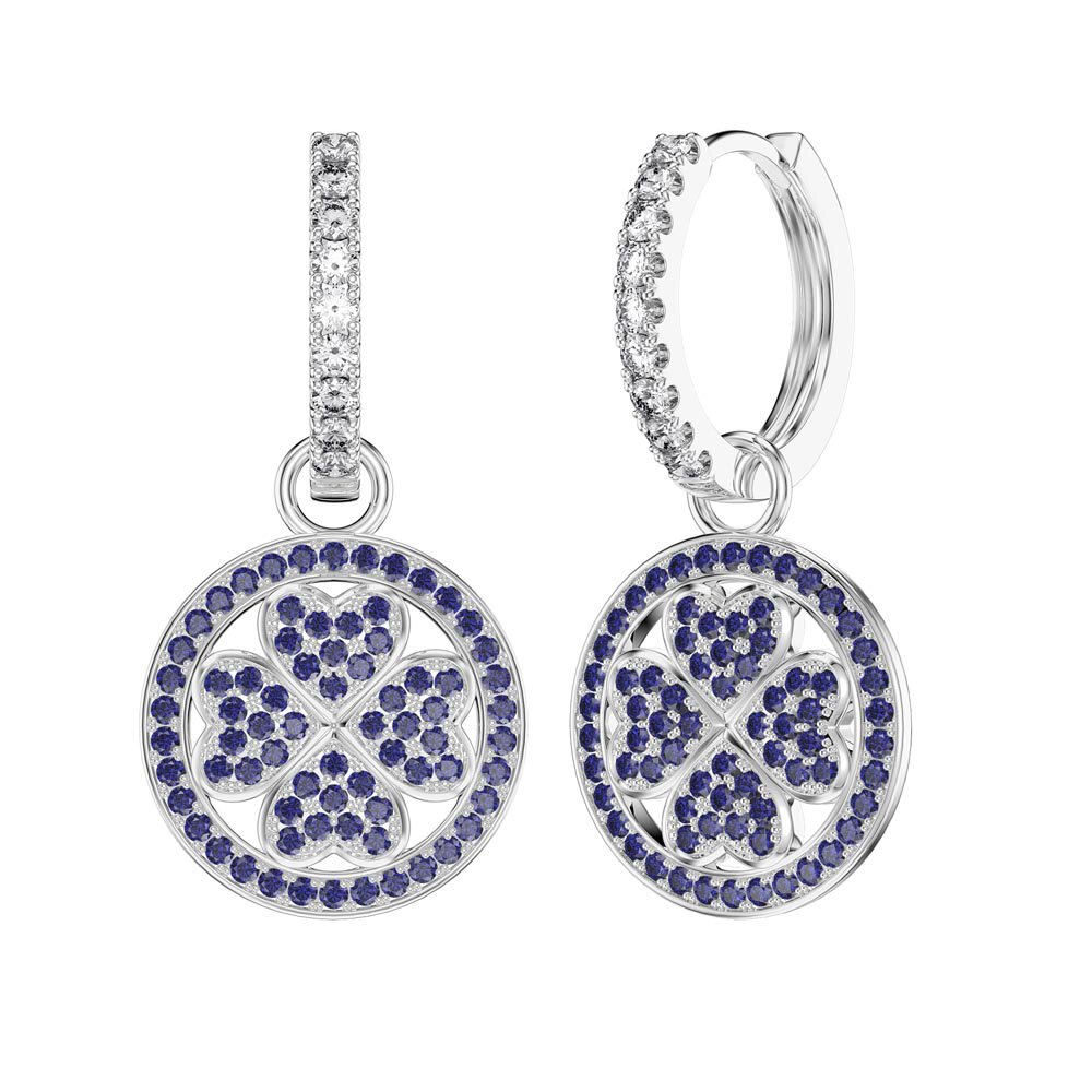 Sapphire Clover Platinum plated Silver Interchangeable Earring Drops #4