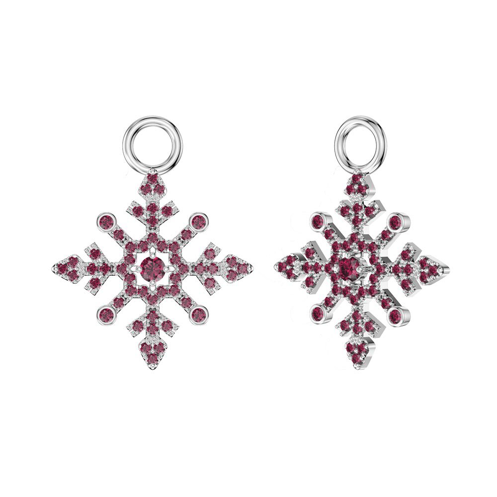 Ruby Snowflake Platinum plated Silver Interchangeable Hoop Drop Set #4