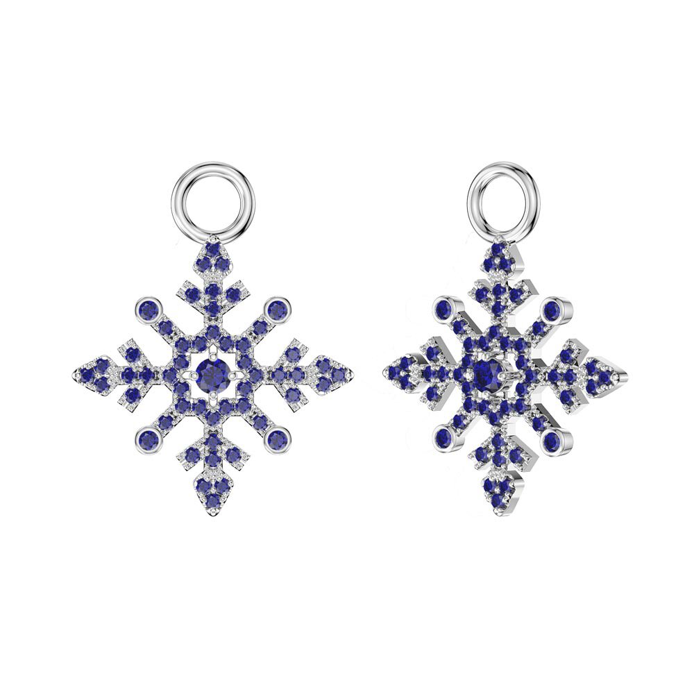 Sapphire Snowflake Platinum plated Silver Interchangeable Sapphire Hoop Drop Set #4