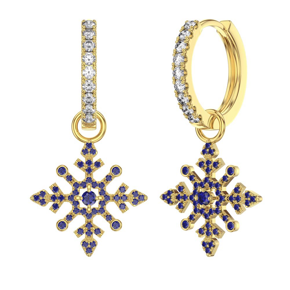Sapphire Snowflake 18ct Gold Vermeil Interchangeable Sapphire Hoop Drop Set #5
