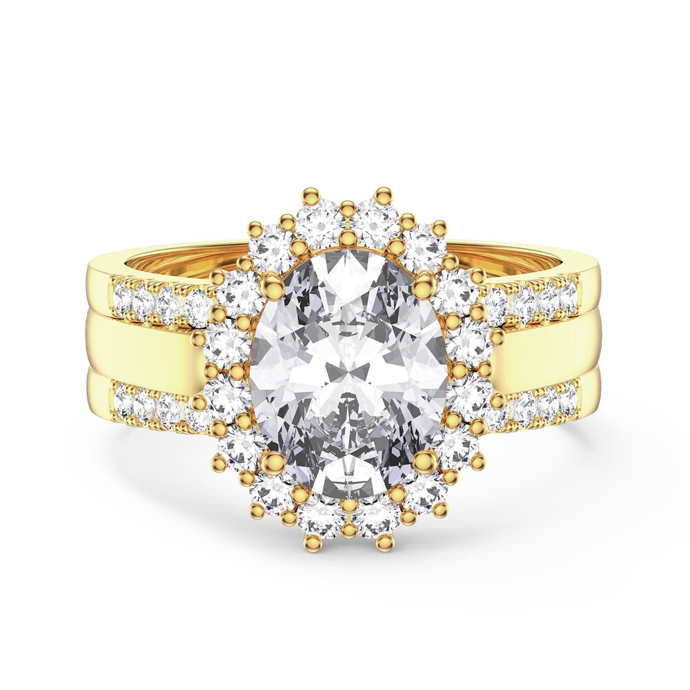 3ct Oval Moissanite Lab Grown Diamond Halo 18ct Yellow Gold Engagement Diana Ring #5