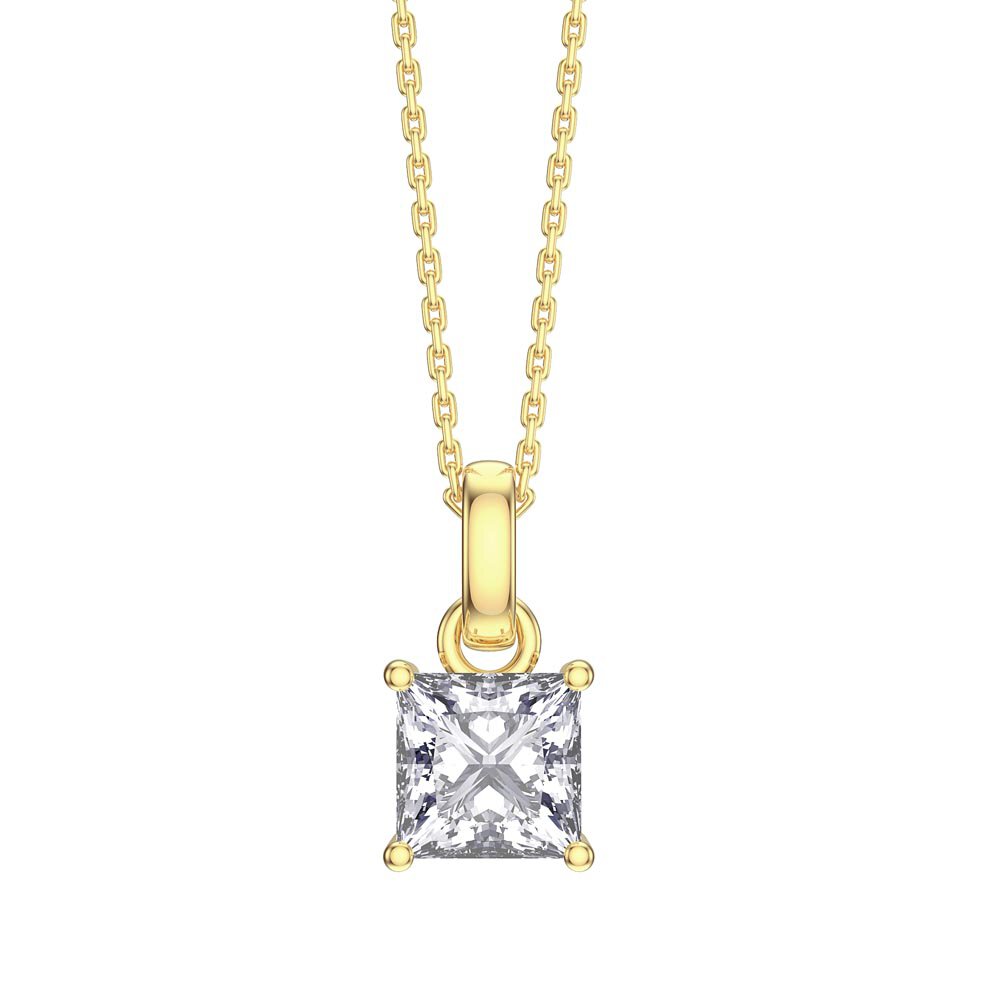 Princess 1ct White Sapphire 18ct Gold Vermeil Pendant