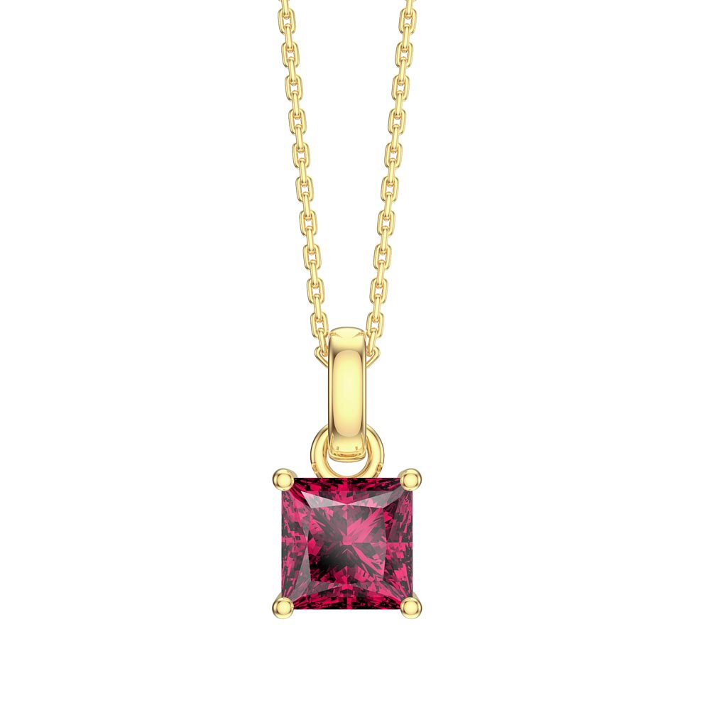 Princess 1ct Ruby 18ct Gold Vermeil Pendant
