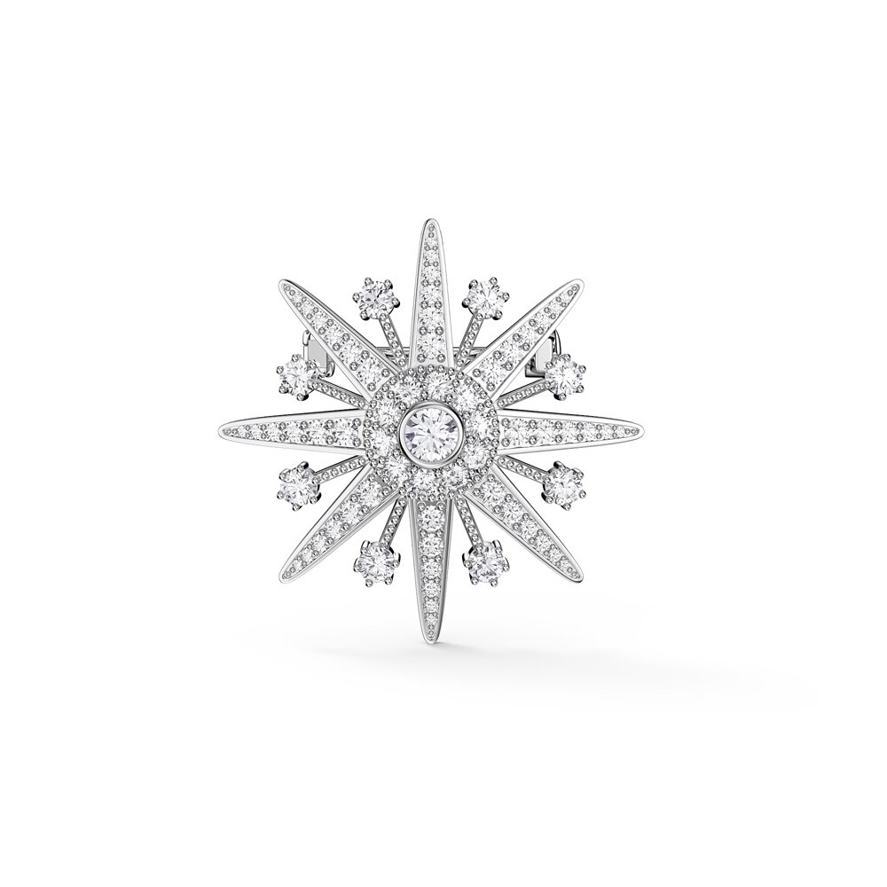 Starburst 6ct Lab Diamond 9ct White Gold Brooch