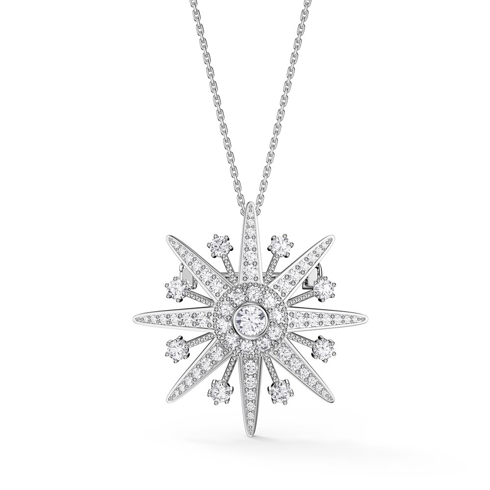 Starburst 6ct Lab Diamond 9ct White Gold Brooch #3