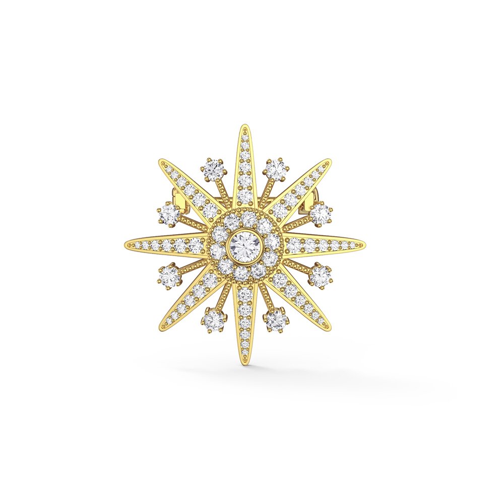 Starburst 6ct Lab Diamond 9ct Yellow Gold Brooch