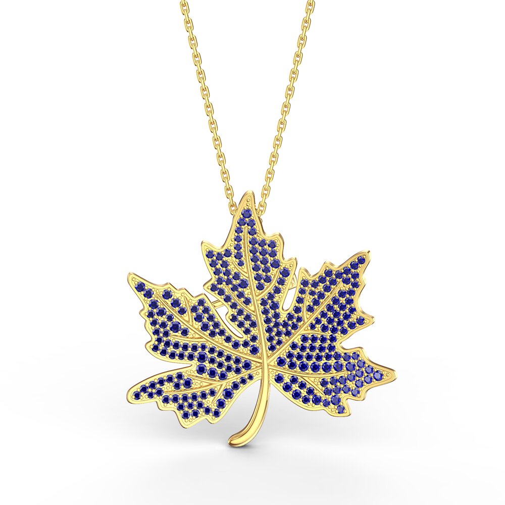 Maple Leaf Sapphire 18ct Gold Vermeil Brooch #3
