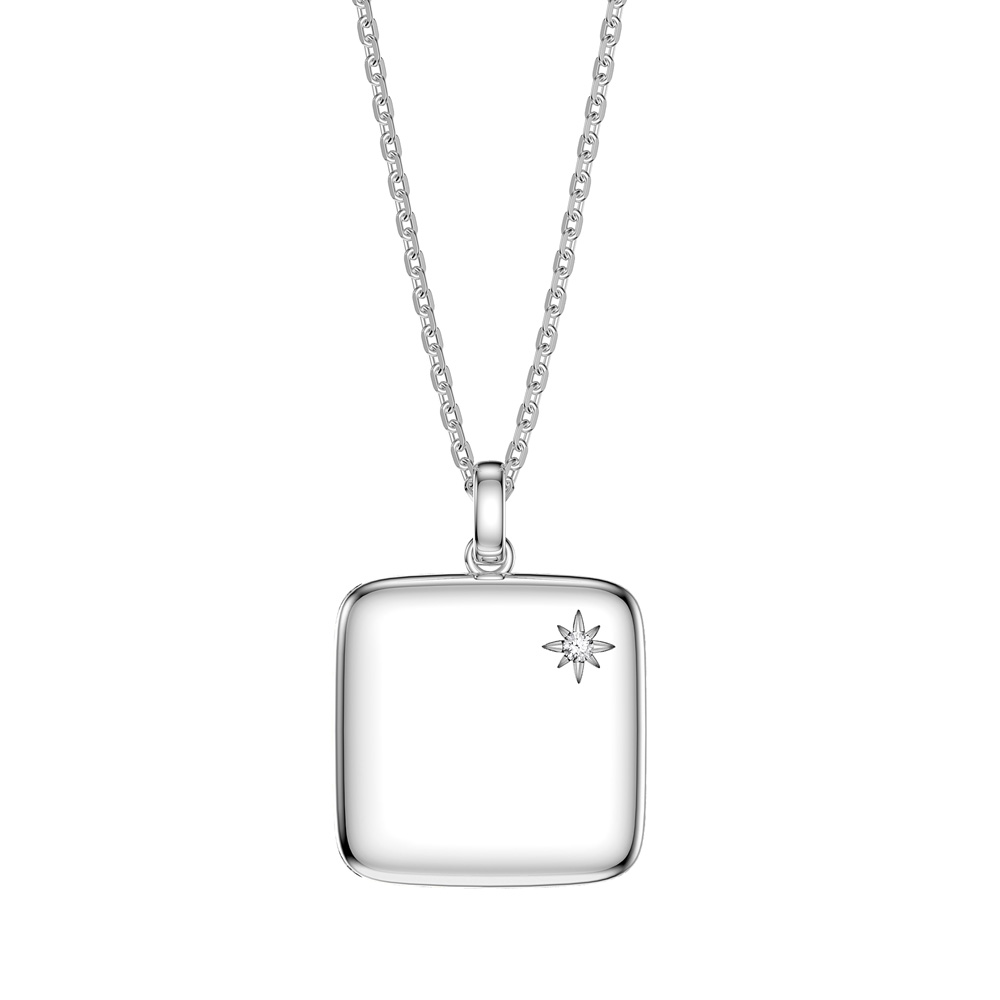 Princess Moissanite Platinum plated Silver Square Locket