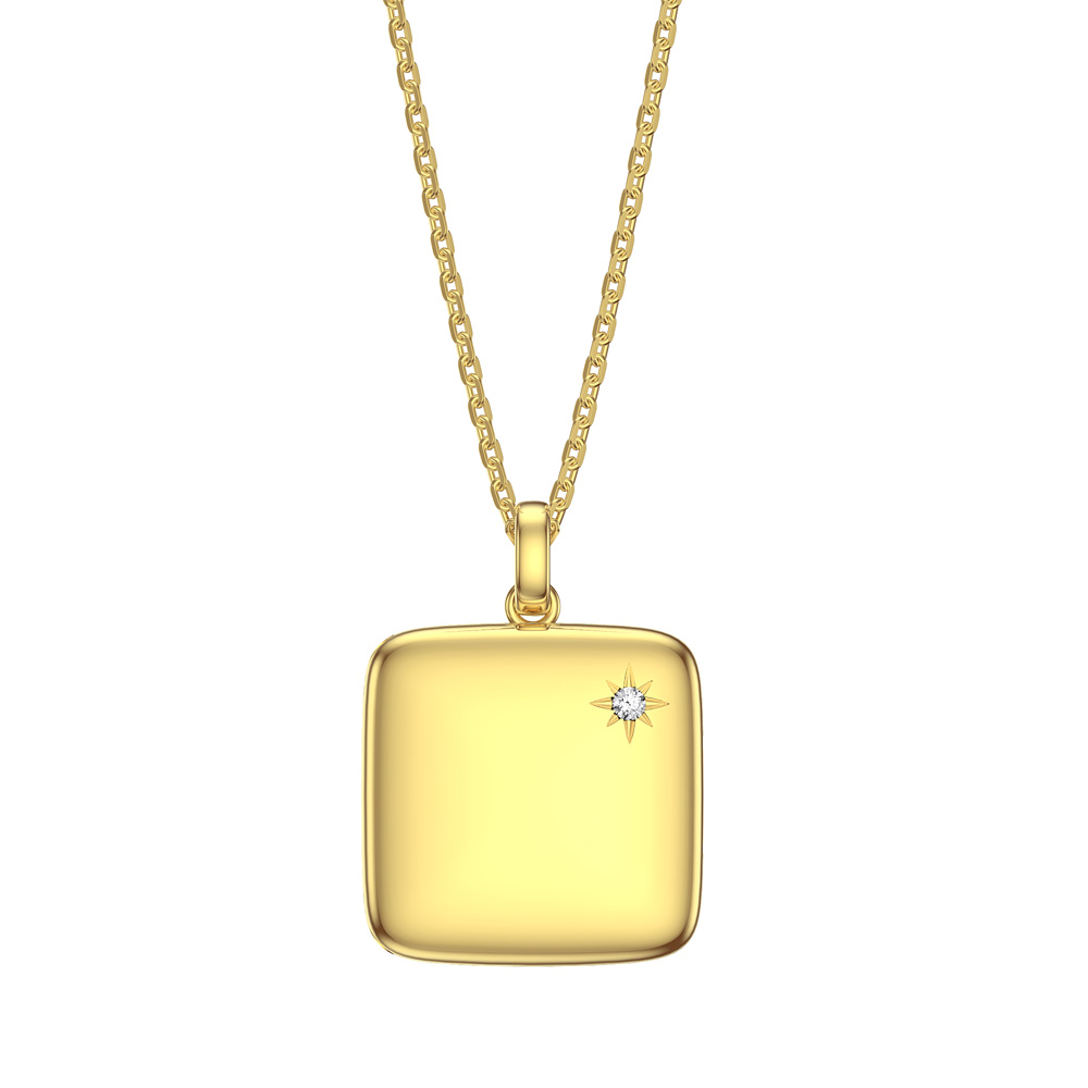 Princess Moissanite 18ct Gold Vermeil Square Locket