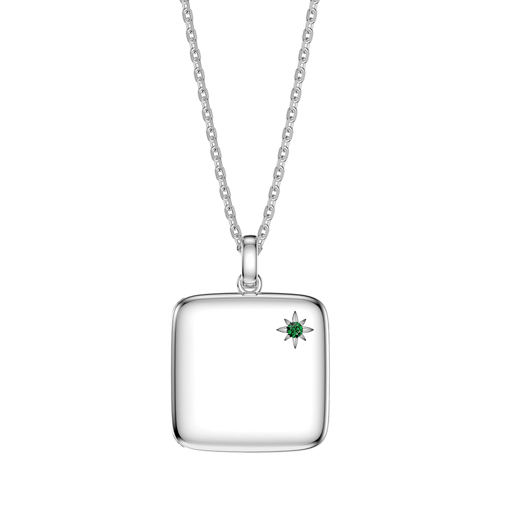 Princess Emerald Platinum plated Silver Square Locket